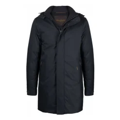 Navy Blue Dunjakke med hætte