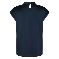 Navy Satin Drapy Bluse