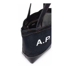 Navyblå bomuldslæder tote taske