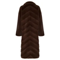 Oversized Faux Fur Coat - Brun