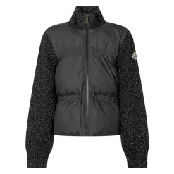 Padded Metallic Wool Zip-Up Cardigan