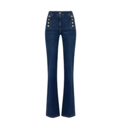 Palazzo Denim Bukser med Guld Knapper