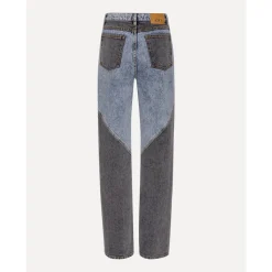 Patchwork Straight-Leg Jeans