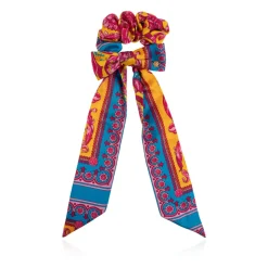 Printed Twill Scarf Tie Scrunchie