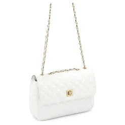 Quiltet hvid skulderkæde håndtaske