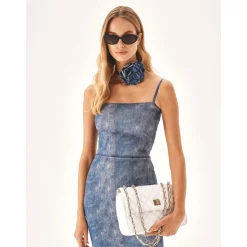 Quiltet hvid skulderkæde håndtaske