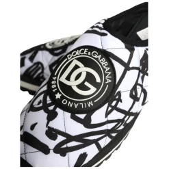 Quiltet Logo Slide Sandaler Sort Hvid