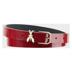 Rød Blank Læderbælte med Formet Spænde