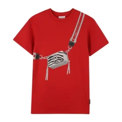 Rød Grafisk Design Bomulds Kjole