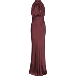 Rød Halterneck Maxi Kjole