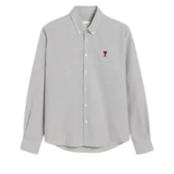 Rød Hjerte Broderet Skjorte med Knapper