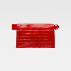Rød Læder Clutch Taske