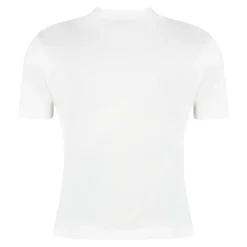 Ribbet crew-neck T-shirt i bomuldsblanding
