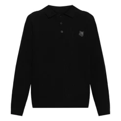 Ribstrikket sweater med logo