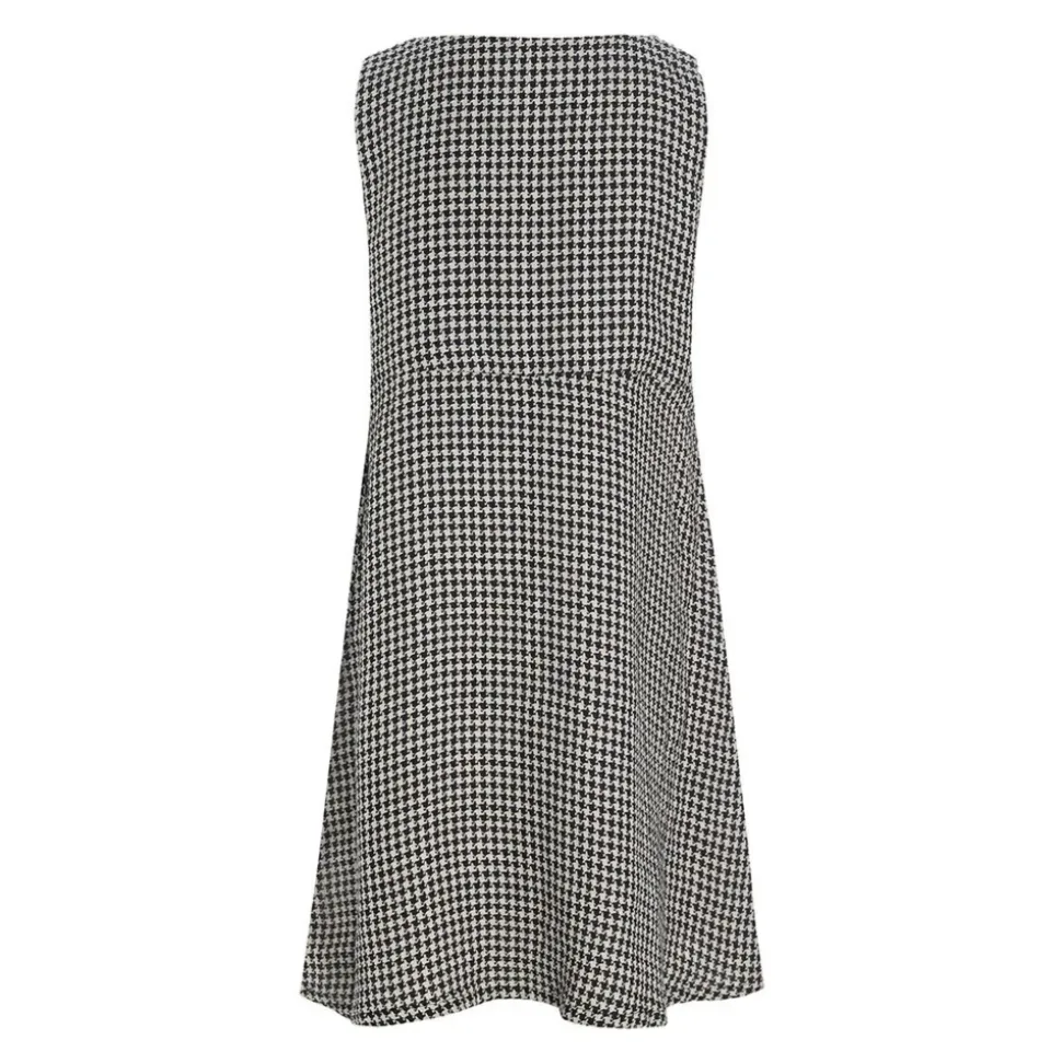 Ærmeløs Pepita Kjole Sort/Ivory