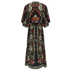 Rococo Flowers Belted Midi Dress