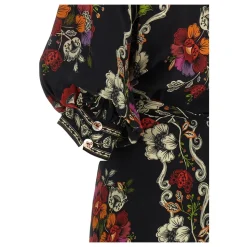 Rococo Flowers Belted Midi Dress