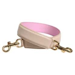 Rosa Beige Læder Håndtaske Skulderrem