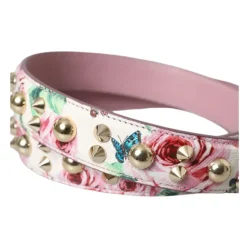 Rosa Blomstret Læder Skulderrem