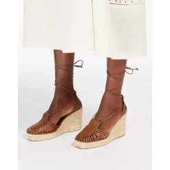 Sandaler med flettet læder og platform