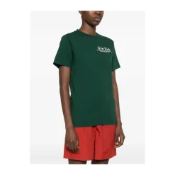 Skovgrønt logo print rund hals t-shirt