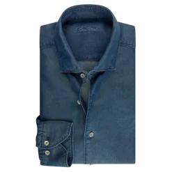 Slim Fit Denim Skjorte med Cut Away Krave