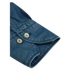 Slim Fit Denim Skjorte med Cut Away Krave