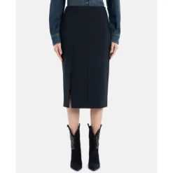 Slim Fit Stretch Nederdel med Frontslids