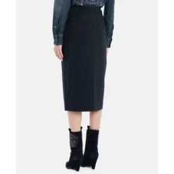 Slim Fit Stretch Nederdel med Frontslids