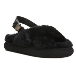 Solarisse flade sandaler i imiteret pels