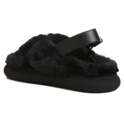 Solarisse flade sandaler i imiteret pels