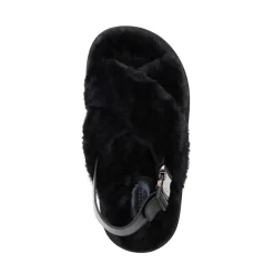 Solarisse flade sandaler i imiteret pels