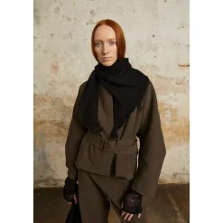 Sort Åben Strikket Bandana