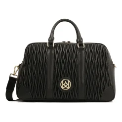 Sort blød quiltet læder rejsetaske