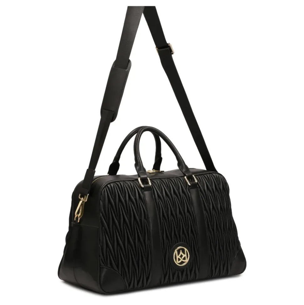 Sort blød quiltet læder rejsetaske