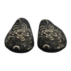 Sort Blomstret Jacquard Slides Sko