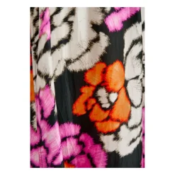 Sort blomstret lang silkekjole