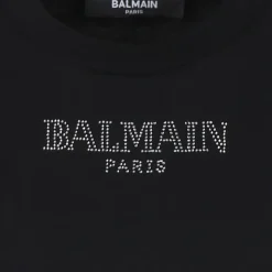 Sort Bomulds Kjole med Korte Ærmer og Flæser