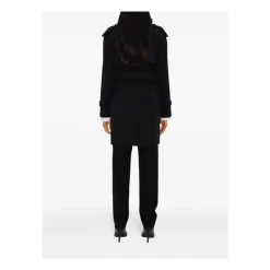 Sort bomuldstrenchcoat med ternet mønster