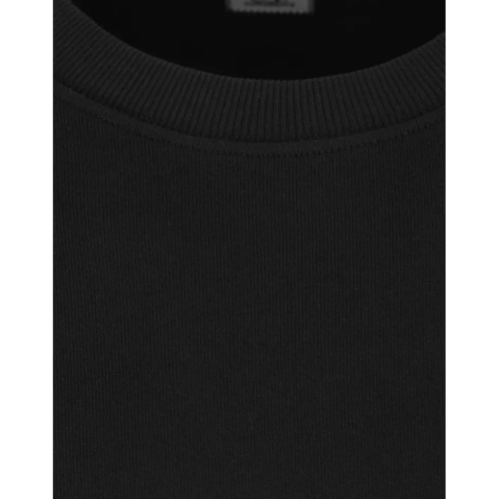 Sort Crew Neck Sweater med Lomme