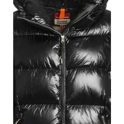 Sort dunjakke med hætte