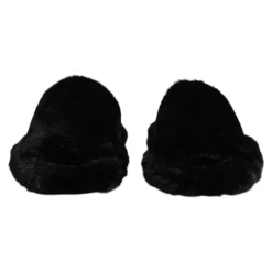 Sort Falsk Pels Slides Sandaler