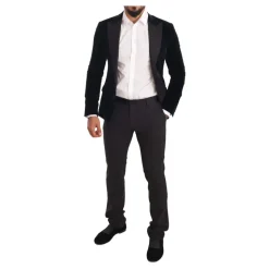 Sort Fløjl To-Delt Jakkesæt, Slim Fit