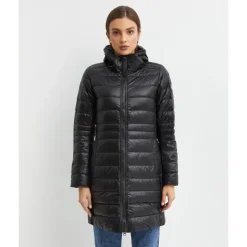 Sort hætteklædt Cypress dunfrakke