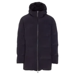 Sort hættet polstret frakke