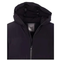 Sort hættet polstret frakke