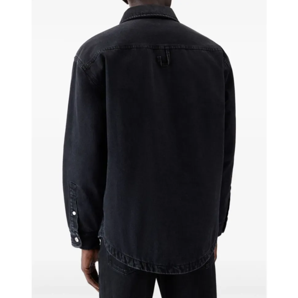 Sort Knappet Skjorte Logo Broderi