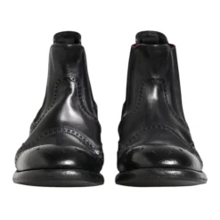 Sort læder ankelstøvler slip on