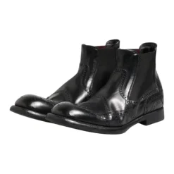 Sort læder ankelstøvler slip on