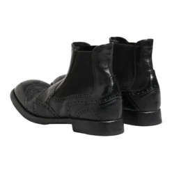 Sort læder ankelstøvler slip on